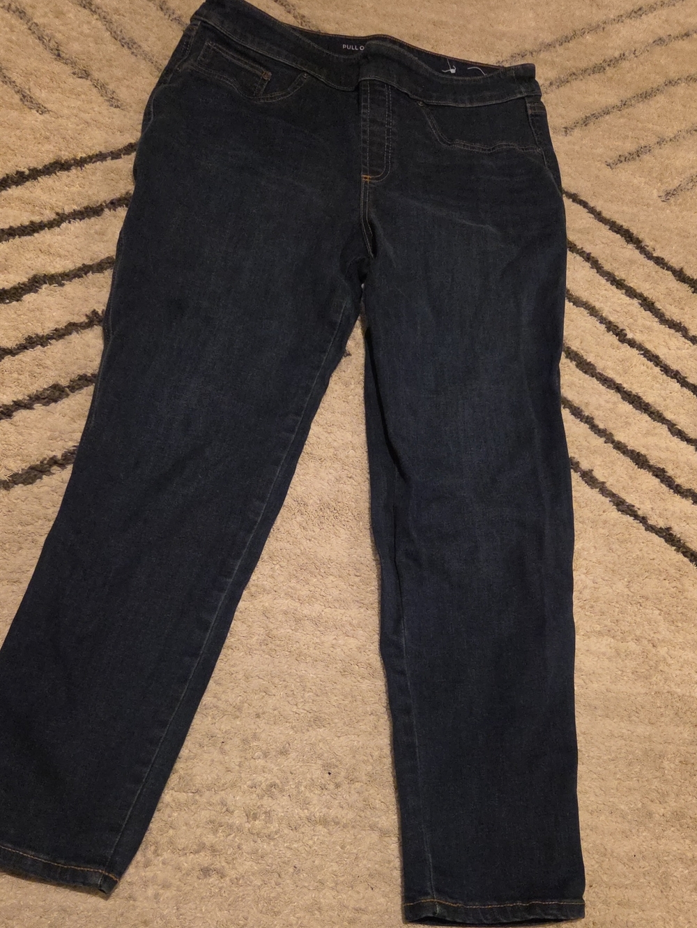 Chico's Dark Blue Straight Leg Pull-On Jeans